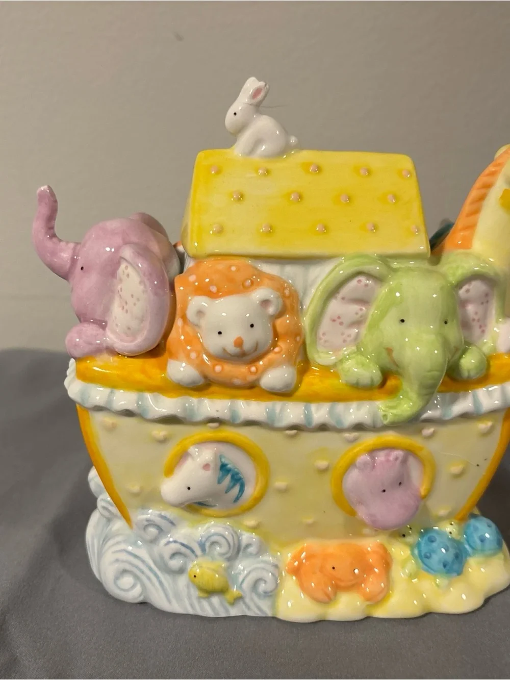 Pastel Animal Ark Ceramic Money Bank - Yellow, Pink, Green